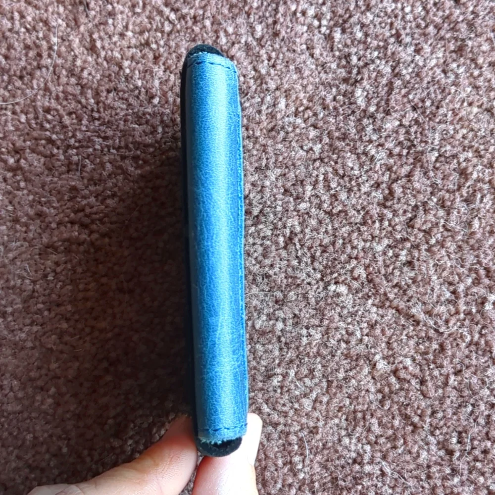 Otto Angelino Blue and Black Leather Card Holder